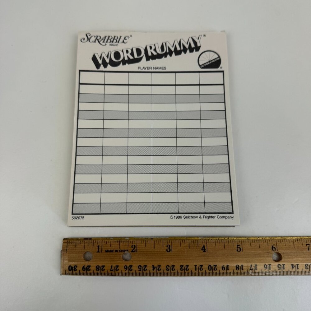 Vintage 1986 Scrabble Word Rummy Game Paper Notepad Game Replacement Almost Full